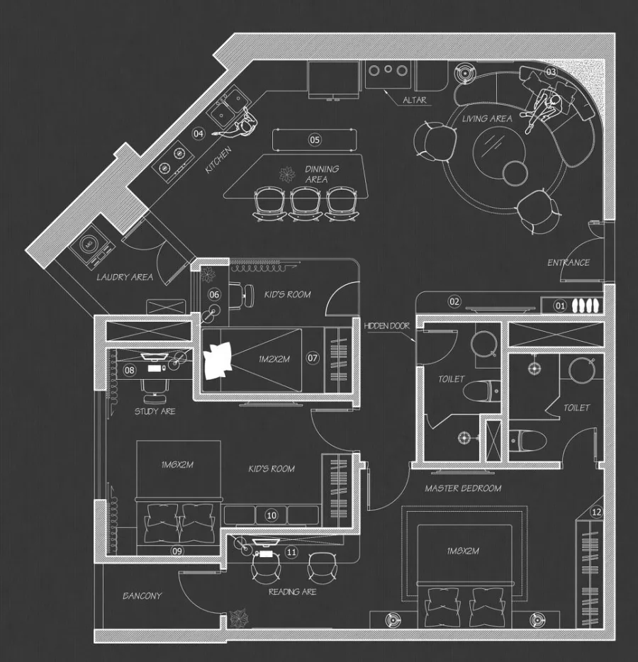 Mặt bằng thô trước khi render AI